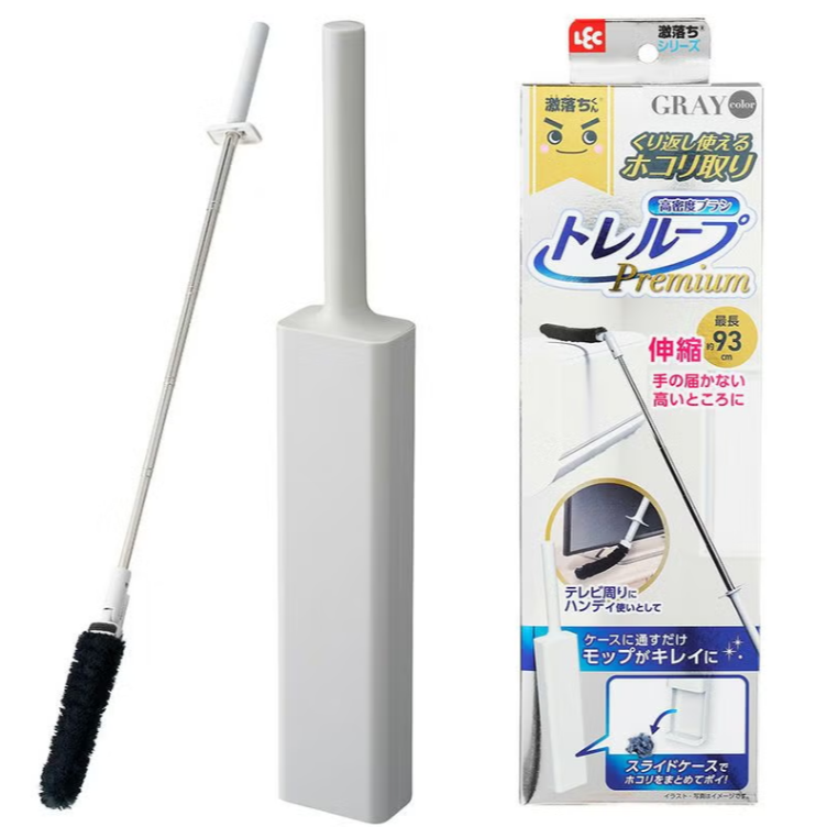 木木林｜現貨🔥日本 激落君 LEC 除塵器 靜電除塵刷 除塵盒 除塵 手持 伸縮 階梯 地面🔥-規格圖2