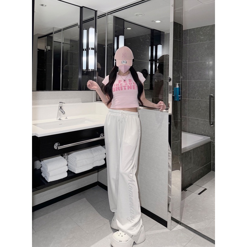 MISAKI日貨🌸GRL 水鑽標誌闊腿褲[fu441]-細節圖4