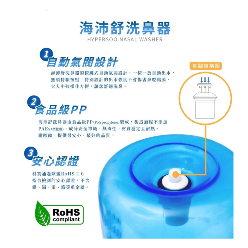 海沛 舒洗鼻器 x1盒 呵護鼻腔 附2種鼻頭 洗鼻瓶 (清除鼻腔病菌 維護鼻腔健康)-細節圖2