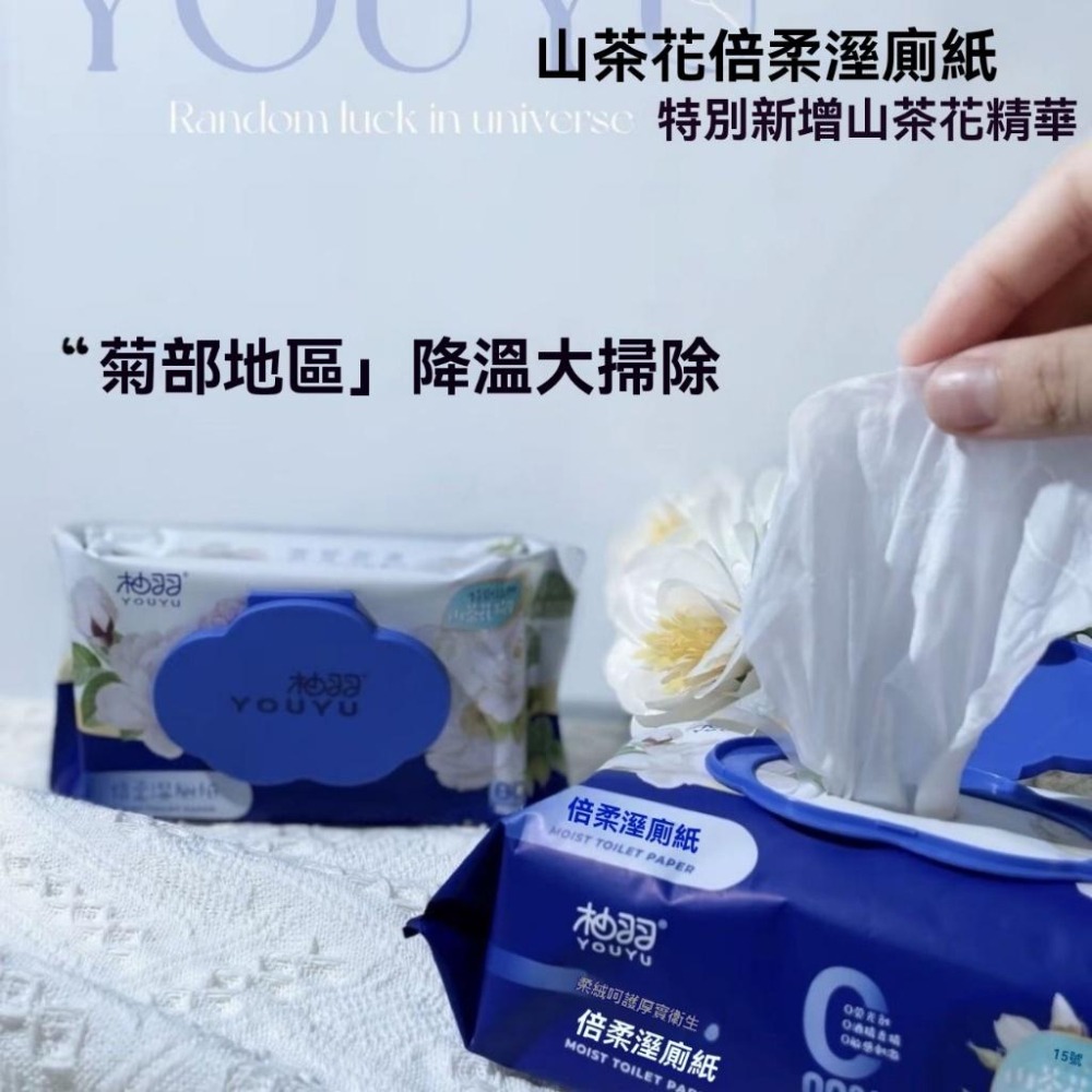【台灣現貨】柚羽80抽 山茶花溼廁紙巾 加大加厚 潔淨溼紙巾大包 家庭裝 不堵抑菌-細節圖7