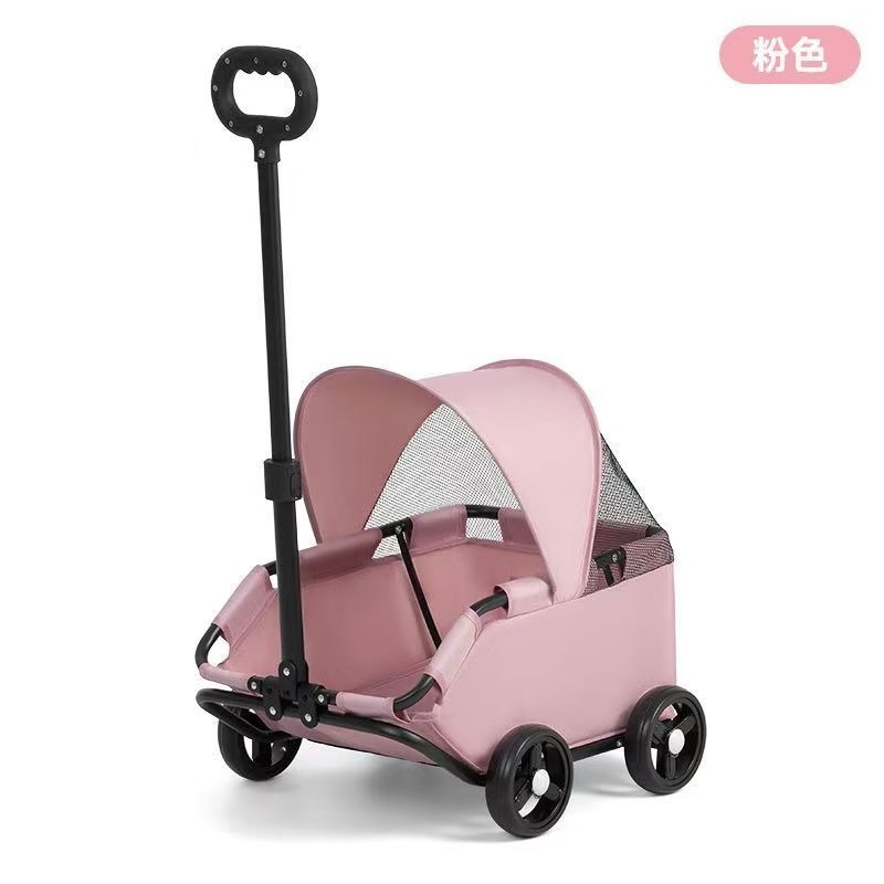 小型寵物貓推車 貓咪狗狗拉車 輕便可摺疊 外出手推車 遛狗寵物遮陽車-規格圖9