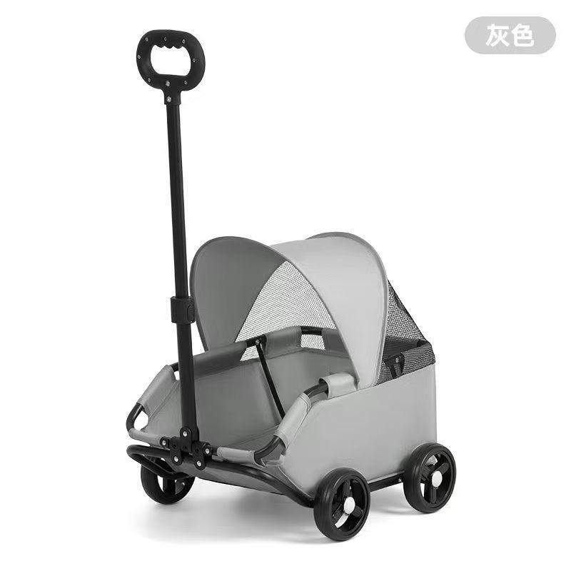 小型寵物貓推車 貓咪狗狗拉車 輕便可摺疊 外出手推車 遛狗寵物遮陽車-規格圖9