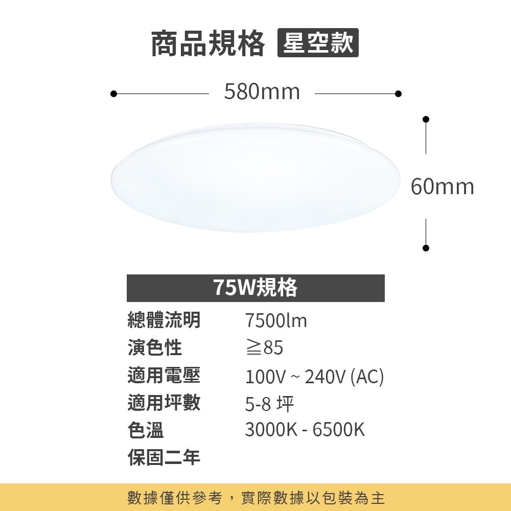 沐月燈飾｜調光吸頂燈 50W/75W 12段調光 12段調色  星空吸頂燈 LED吸頂燈 客廳燈  遙控吸頂燈  房間燈-細節圖9