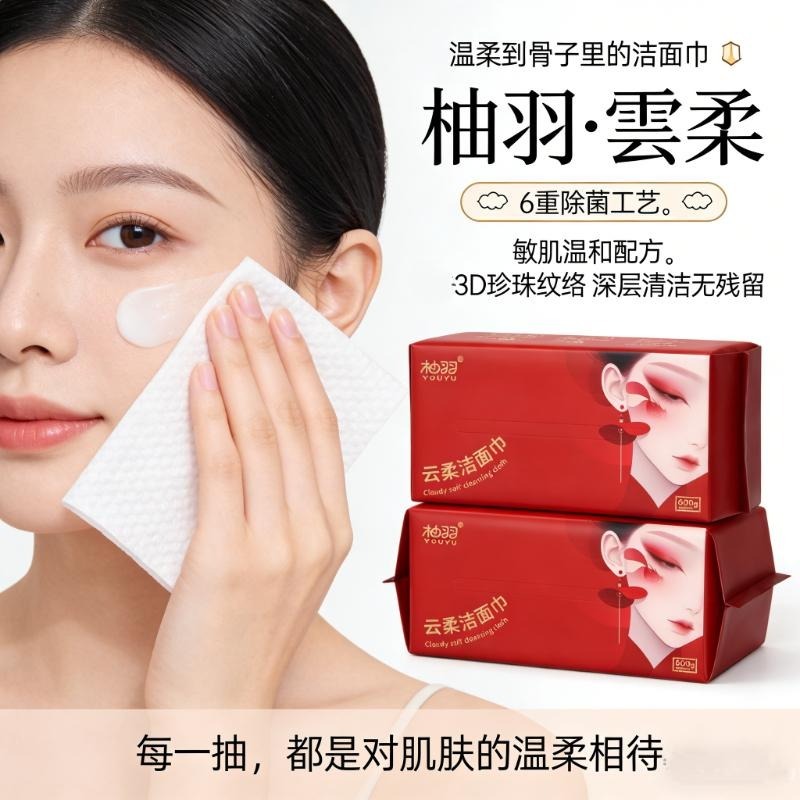 柚羽雲柔潔面巾 超級大包600克 160抽 洗臉巾面巾 吸水性強 敏感肌適用 一次性洗臉巾 護理巾【台灣現貨】-細節圖3