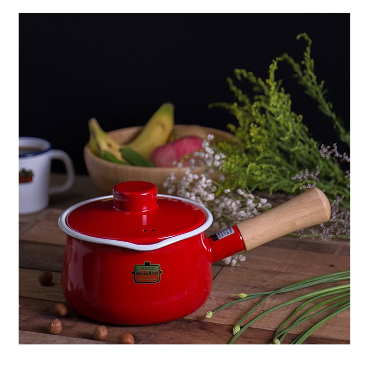 日本富士琺瑯〜北歐經典琺瑯牛奶鍋15cm-附蓋-細節圖5