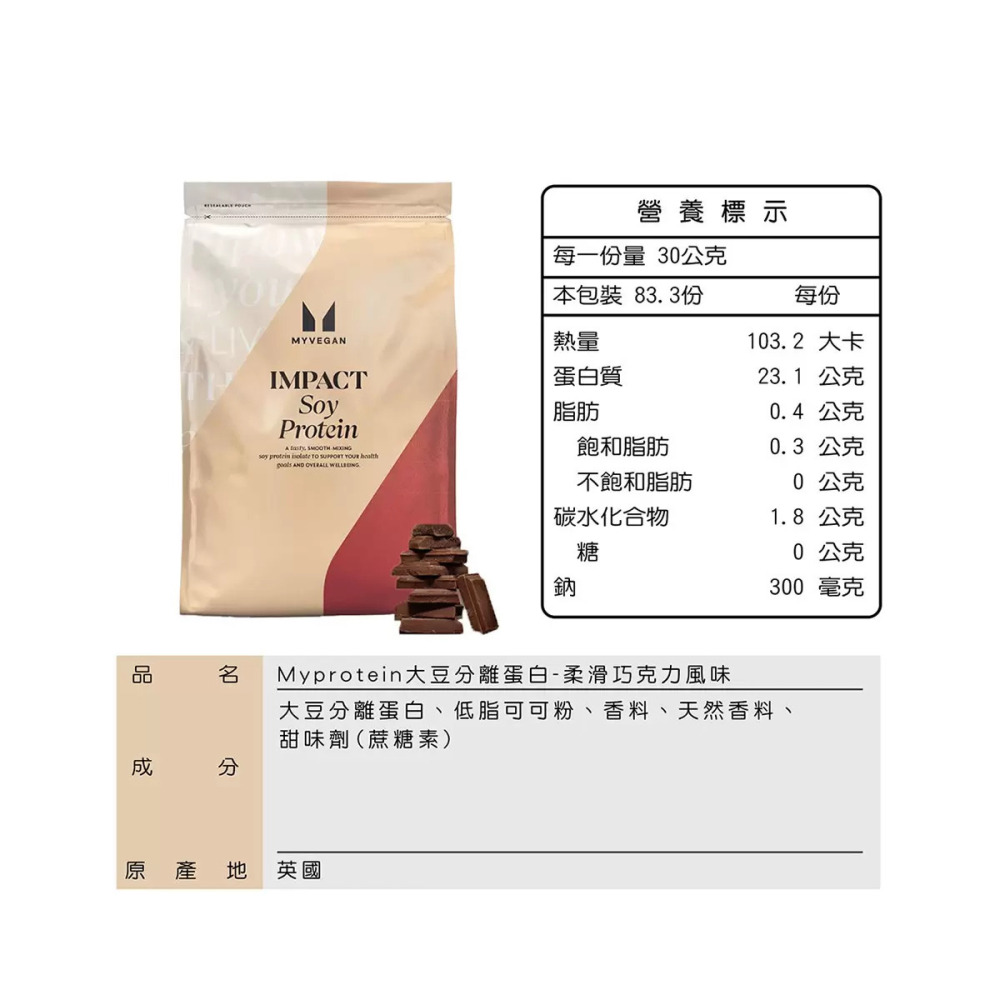 好市多代購(線上) #150749 Myprotein 大豆分離蛋白粉 柔滑巧克力風味 2.5公斤-細節圖3