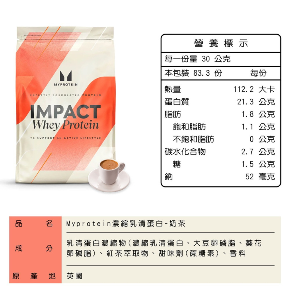 好市多代購(線上) #140326 Myprotein 濃縮乳清蛋白粉 英式奶茶風味 2.5公斤-細節圖3