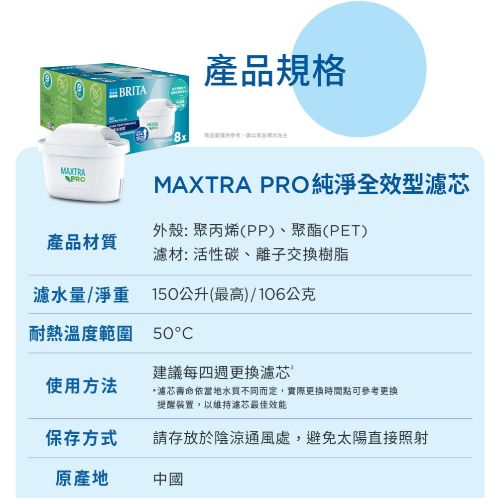 好市多代購 #144345 Brita Maxtra Pro 濾水壺專用濾芯純淨全效型 8入組-細節圖5