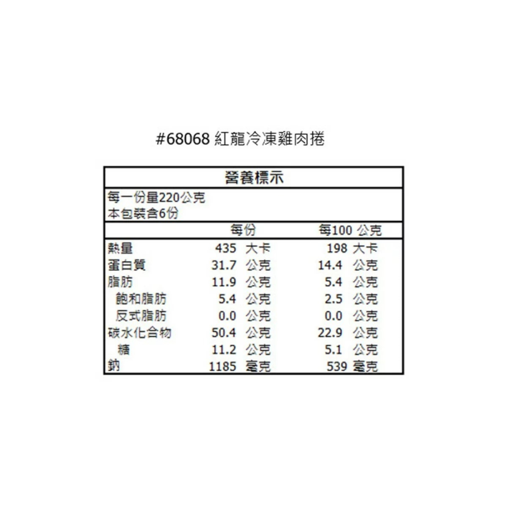好市多代購(線上) #68068 紅龍 冷凍雞肉捲 220公克 X 6入-細節圖6