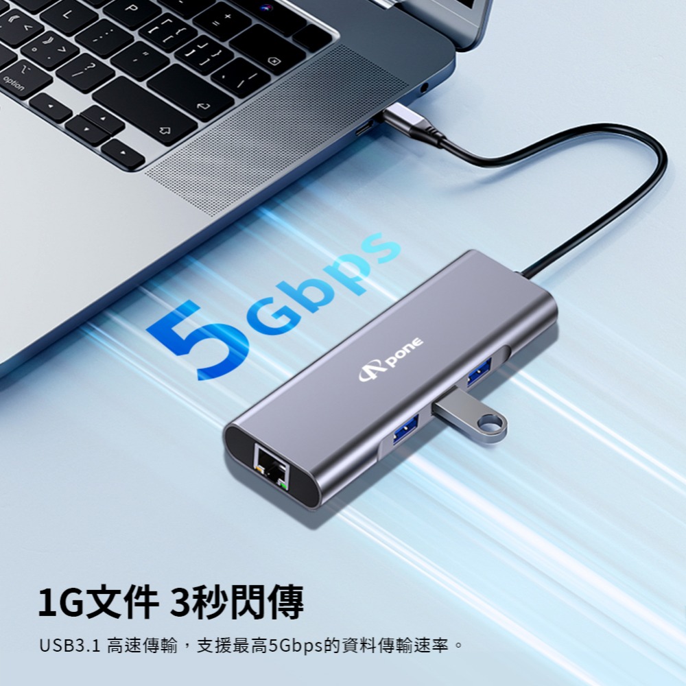 Apone USB-C 九合一 Hub 轉接器 | 4K HDMI 協會認證 讀卡機 M1 千兆 PD OTG iPad-細節圖7