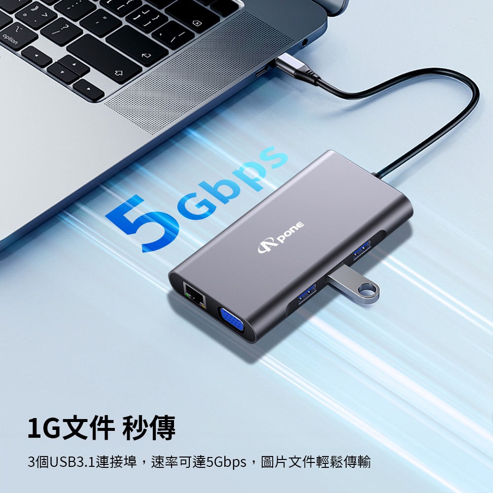 Apone USB-C 十合一 Hub 轉接器 | 4K HDMI 協會 認證 讀卡機 M1 PD 100W VGA-細節圖8