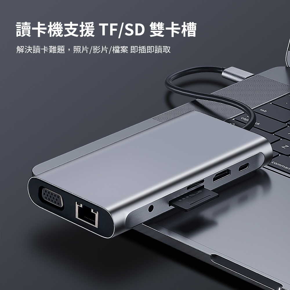 Apone USB-C 十合一 Hub 轉接器 | 4K HDMI 協會 認證 讀卡機 M1 PD 100W VGA-細節圖10