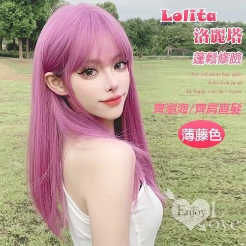 Lolita洛麗塔蓬鬆修臉空氣瀏海齊肩內扣中長直髮﹝淺棕色﹞-細節圖2