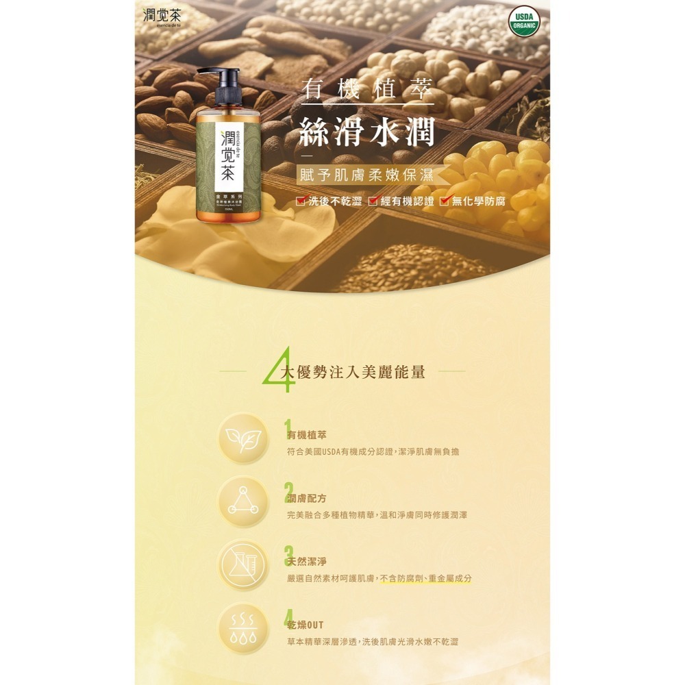 茶寶 潤覺茶🌱金萃植潤茶籽沐浴露／洗髮露／護髮素　【茶籽酵素、植萃精華、不含矽靈、溫和洗淨不刺激】-細節圖2
