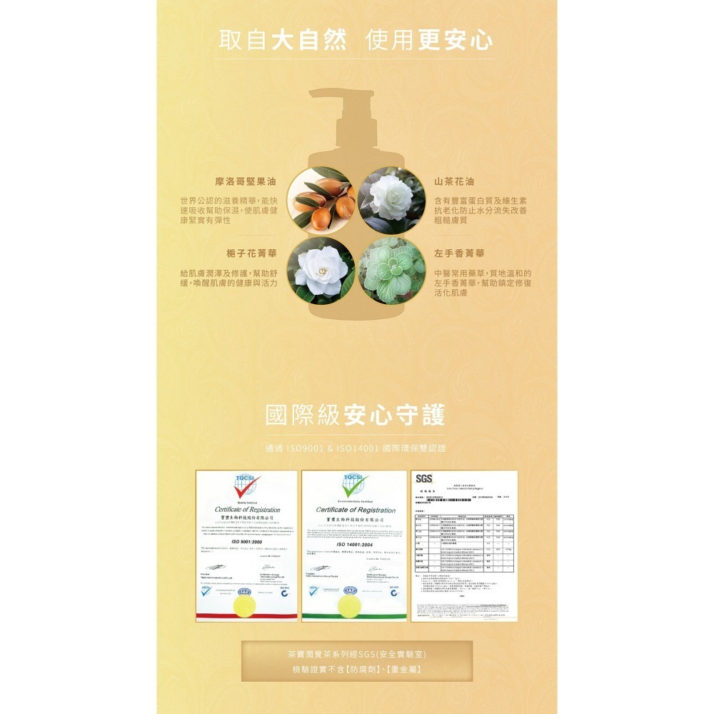 茶寶 潤覺茶🌱金萃植潤茶籽沐浴露／洗髮露／護髮素　【茶籽酵素、植萃精華、不含矽靈、溫和洗淨不刺激】-細節圖5