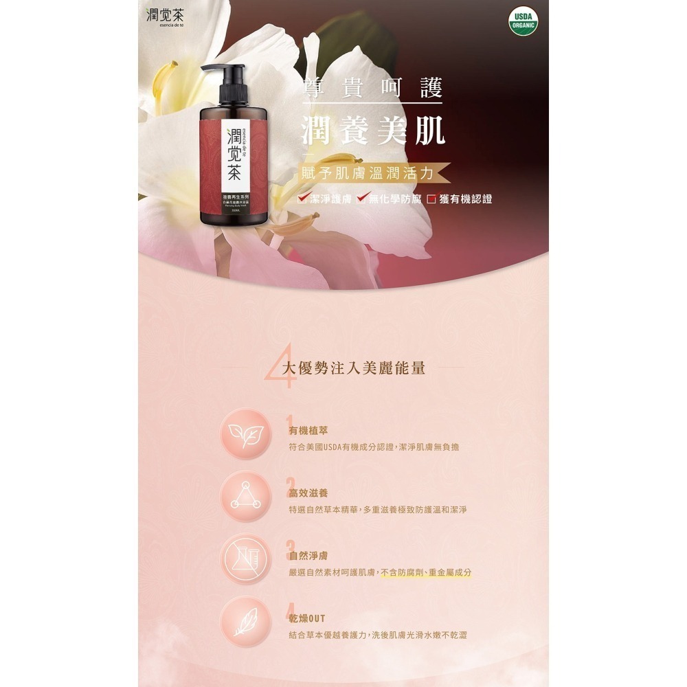 茶寶 潤覺茶🌱白薑花滋養沐浴露／洗髮露　【茶籽酵素、植萃精華、不含矽靈、溫和洗淨不刺激】-細節圖2