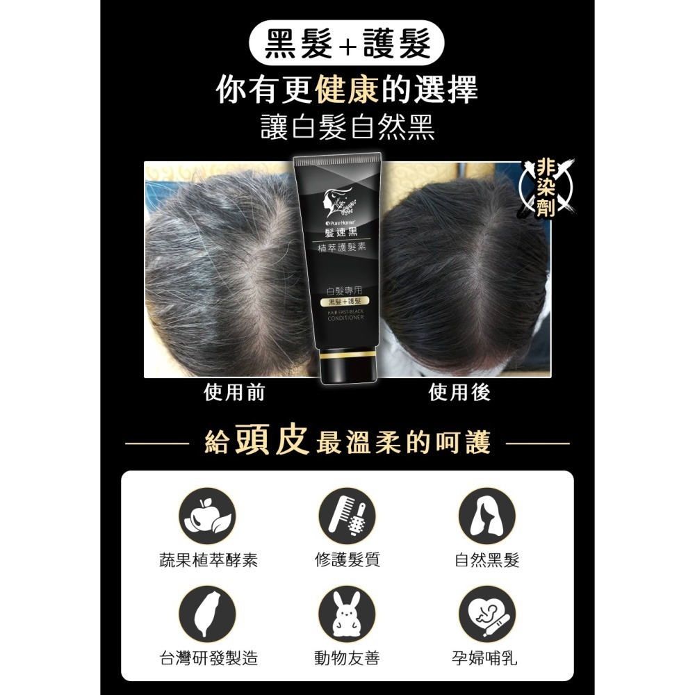 【🎁贈旅行組】髮速黑 植萃【護髮素＋護髮噴霧⚫1+1入組】【台灣製造、新版五代、非染劑、植萃配方、免沖洗、白髮剋星】-細節圖7