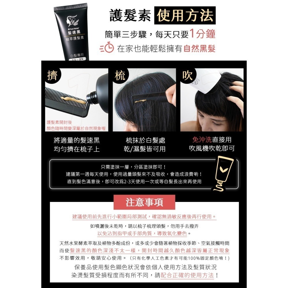 【➕🛒享折扣】髮速黑 植萃 【護髮素 90ml⚫4入組】【台灣製造、新版五代、非染劑、植萃配方、免沖洗、白髮剋星】-細節圖9