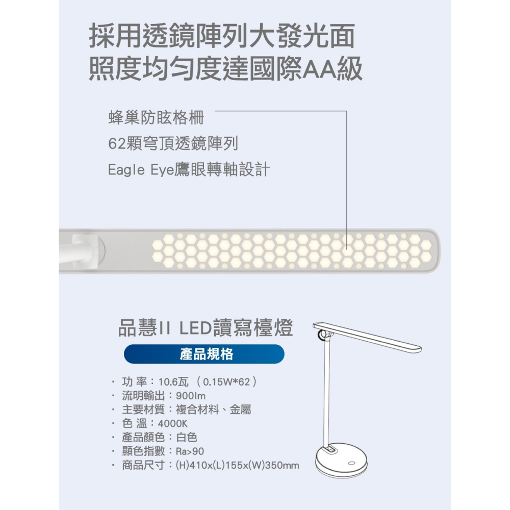 好商量~PHILIPS 飛利浦 LED 10.6W 品慧二代 四段調光LED讀寫檯燈 66137-細節圖2