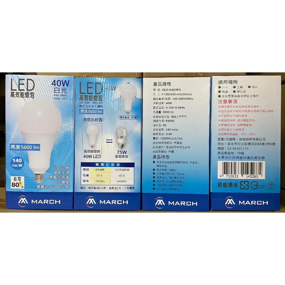 新莊好商量~MARCH LED 20W 36W 40W 勁亮 燈泡 E27 大燈泡 高亮度 適合工廠、市場、商業空間-細節圖2