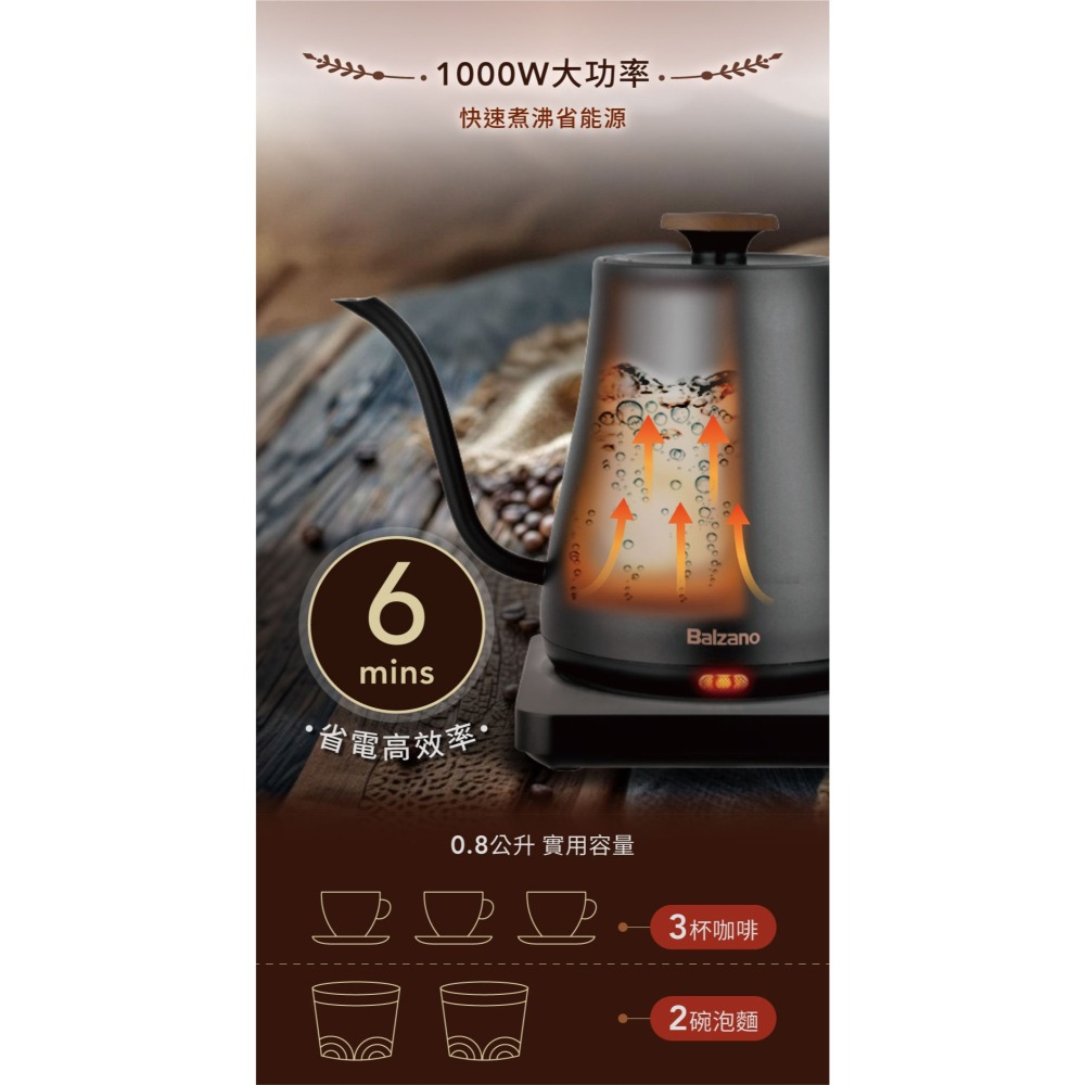 ~限量出清特賣~【Balzano】 0.8L手沖快煮壺 BZ-KT880-細節圖4