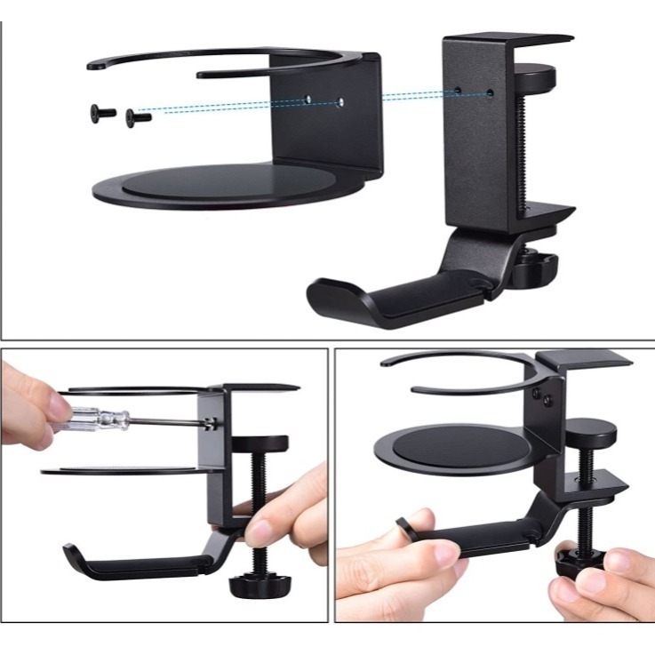 金屬材質桌邊杯架 夾桌型吊架 夾桌型杯架 用於 出租套房 學生宿舍 辦公室 工作室 電腦桌 可吊耳機 可吊手環 可吊手機-細節圖3