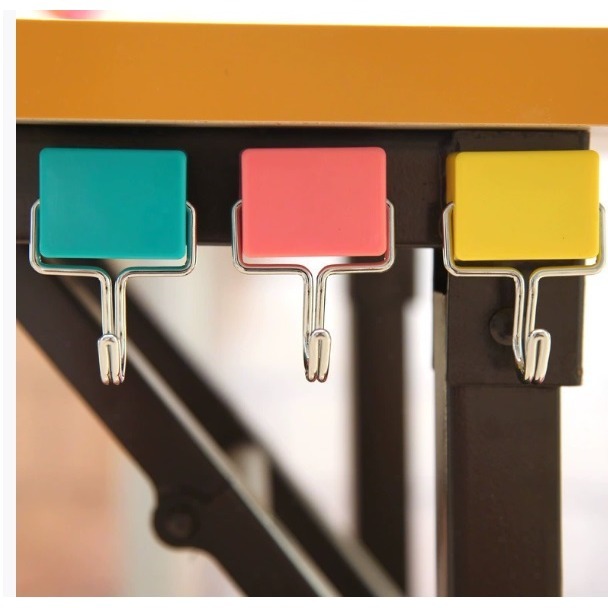 三色可選 方形吸鐵勾 磁鐵勾 膠殼吸勾 (不可用於會割傷面)  我是用於 鐵桌 桌腳 鐵架  鐵面 （非破壞性)-細節圖3