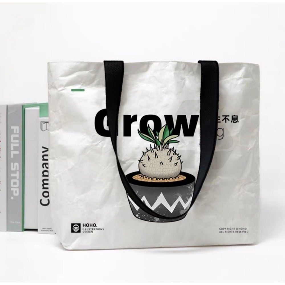 《4AM寅選》 潮流植物托特包 杜邦紙 肩背包 手提袋 龍舌蘭 龍蛇蘭 嚴龍 龜甲龍 塊根 象牙宮 惠比大黑-細節圖2