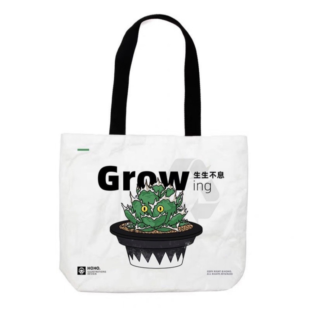 《4AM寅選》 潮流植物托特包 杜邦紙 肩背包 手提袋 龍舌蘭 龍蛇蘭 嚴龍 龜甲龍 塊根 象牙宮 惠比大黑-細節圖3