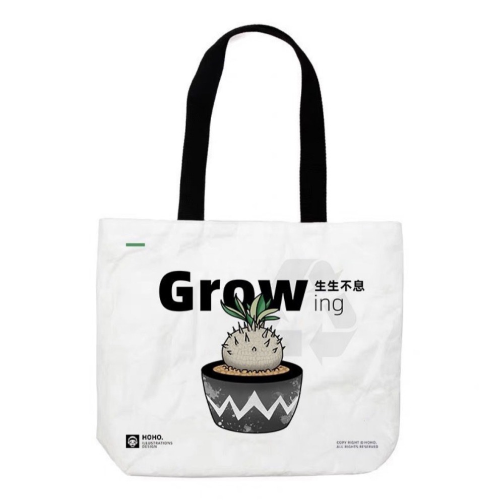 《4AM寅選》 潮流植物托特包 杜邦紙 肩背包 手提袋 龍舌蘭 龍蛇蘭 嚴龍 龜甲龍 塊根 象牙宮 惠比大黑-細節圖6