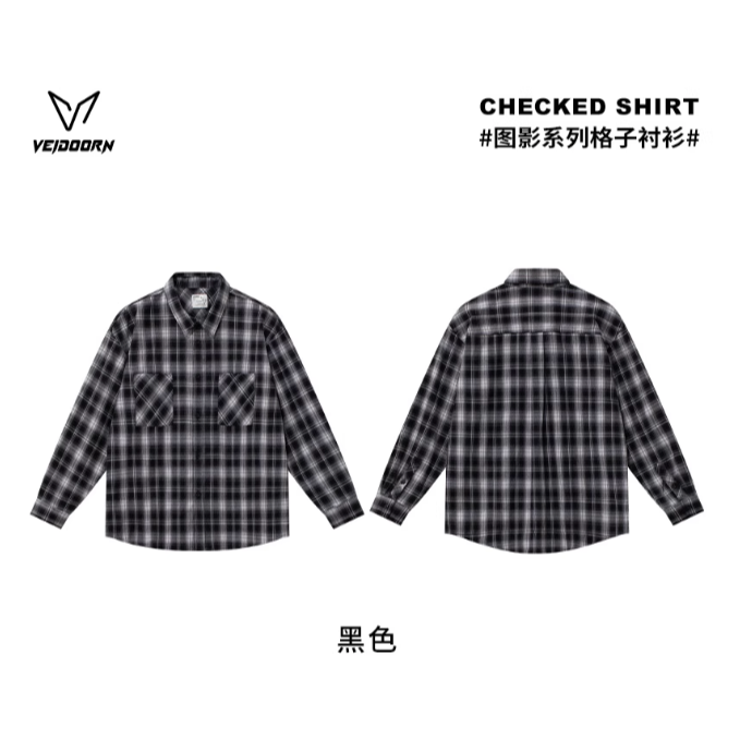 《4AM寅選》Veidoorn維動 圖影格紋襯衫 美式 格子 格紋 外套 復古 外搭-規格圖8
