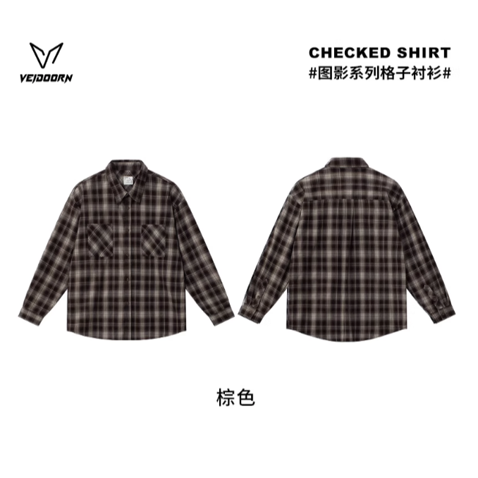 《4AM寅選》Veidoorn維動 圖影格紋襯衫 美式 格子 格紋 外套 復古 外搭-規格圖8