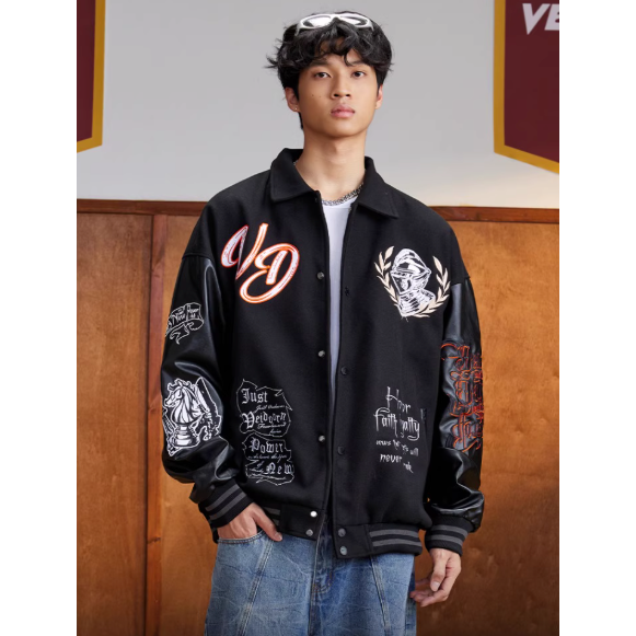 《4AM寅選》 Veidoorn維動 聖騎士棒球外套 官方正品 美式 舒適 潮流 穿搭 籃球 夾克 外套-細節圖4