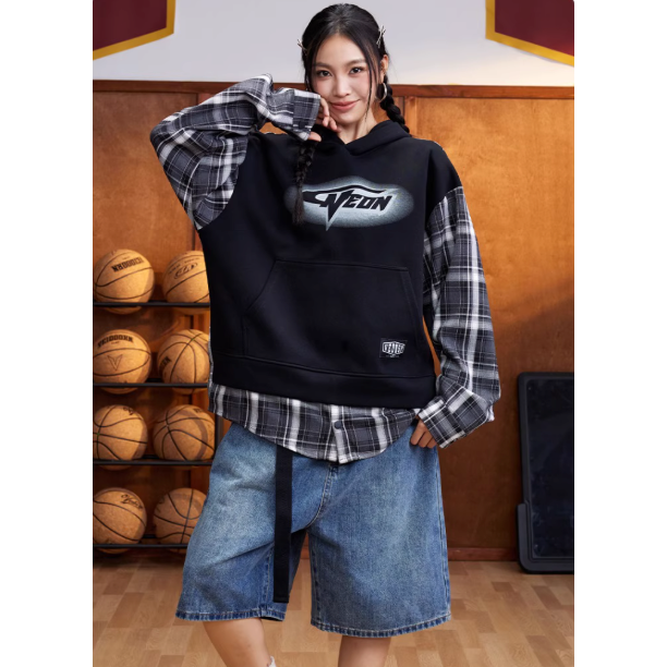 《4AM寅選》 Veidoorn維動 熾焰拼接帽T 官方正品 美式 舒適 潮流 穿搭 連帽衛衣-細節圖3