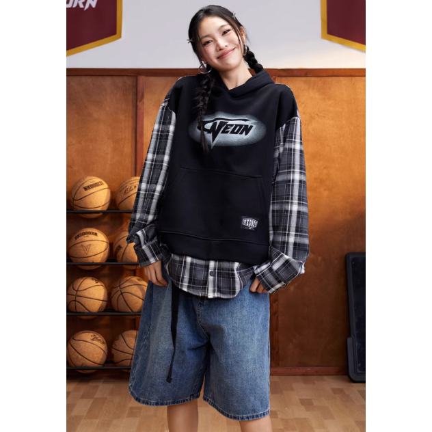 《4AM寅選》 Veidoorn維動 熾焰拼接帽T 官方正品 美式 舒適 潮流 穿搭 連帽衛衣-細節圖5