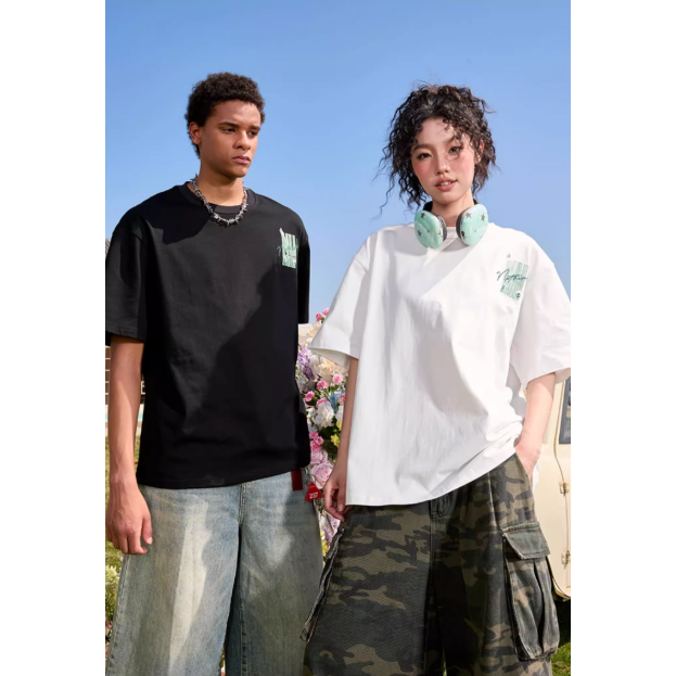 《4AM寅選》 Nuthink 刺繡潮流棉T 純棉 美式 春夏 男女 落肩 刺繡 圓領 寬鬆 舒適親膚-細節圖3