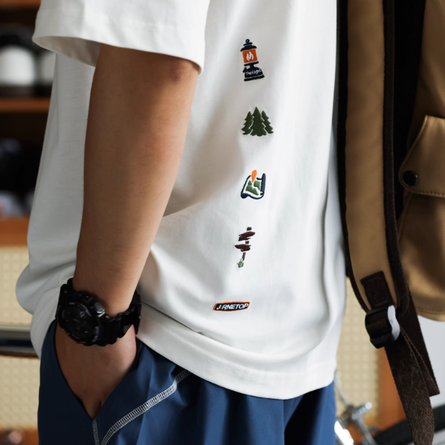 《4AM寅選》 BGYO鹿起 美式休閒刺繡棉T 官方正品 美式 男女 純棉 刺繡 圓領 寬鬆 舒適親膚 短袖-細節圖7