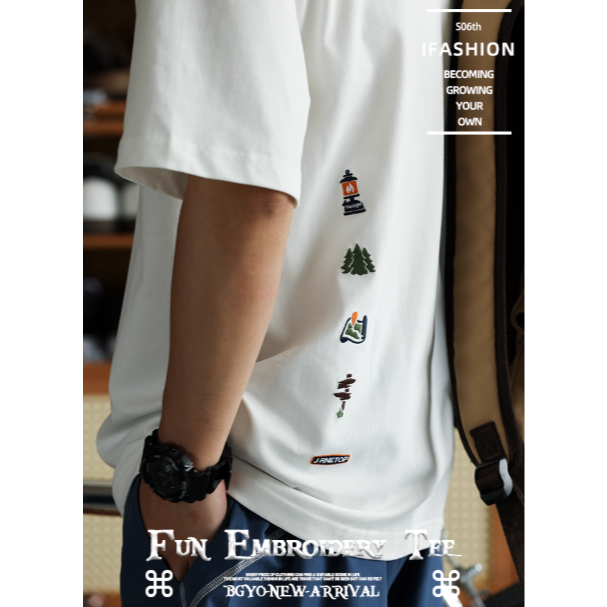 《4AM寅選》 BGYO鹿起 美式休閒刺繡棉T 官方正品 美式 男女 純棉 刺繡 圓領 寬鬆 舒適親膚 短袖-細節圖4