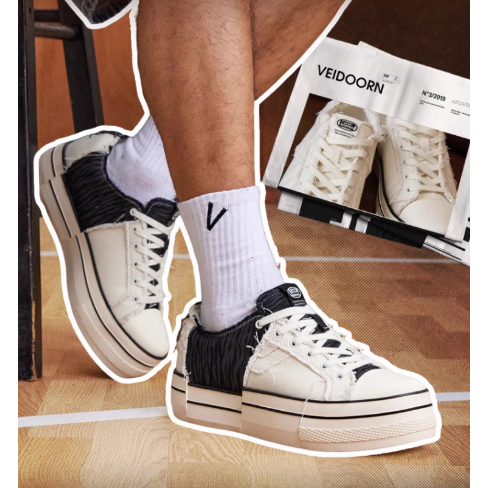 《4AM寅選》 Veidoorn維動 拼跡板鞋 小白鞋 黑武士 板鞋 解構板鞋 增高 運動 滑板鞋 帆布鞋-細節圖2