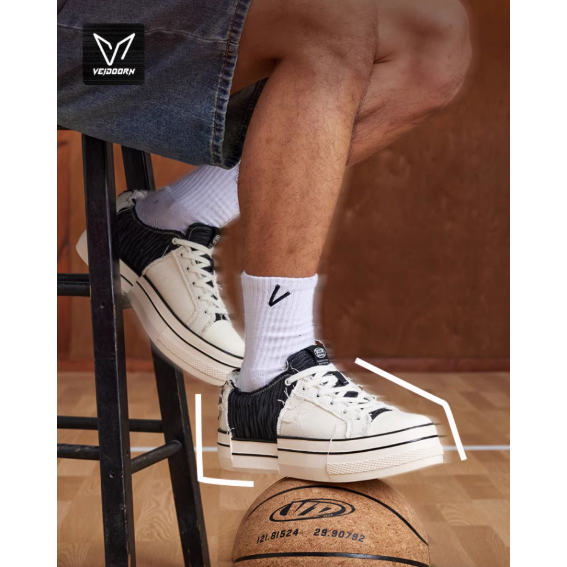 《4AM寅選》 Veidoorn維動 拼跡板鞋 小白鞋 黑武士 板鞋 解構板鞋 增高 運動 滑板鞋 帆布鞋-細節圖6