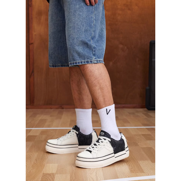 《4AM寅選》 Veidoorn維動 拼跡板鞋 小白鞋 黑武士 板鞋 解構板鞋 增高 運動 滑板鞋 帆布鞋-細節圖8