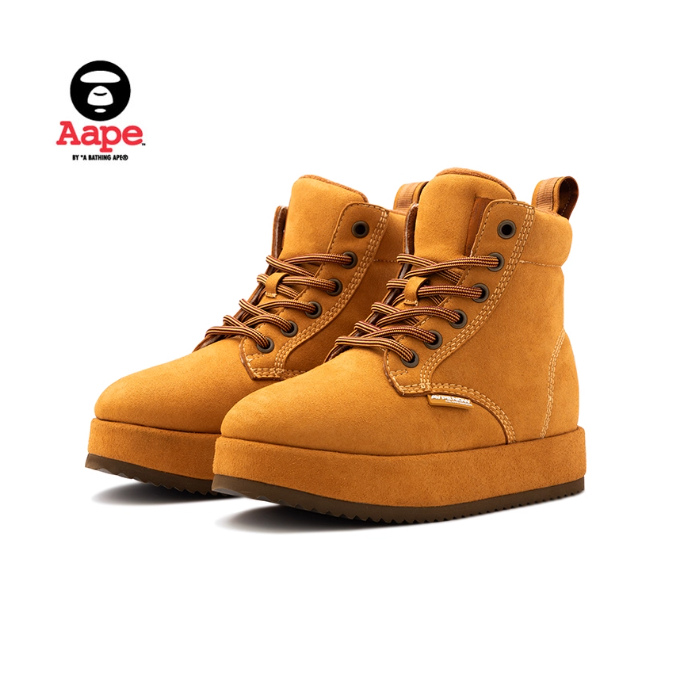 《4AM寅選》 AAPE 復古絨面黃靴 大黃靴 厚底鞋 休閒鞋 舒適 潮流 猿人 冬季鞋-規格圖6
