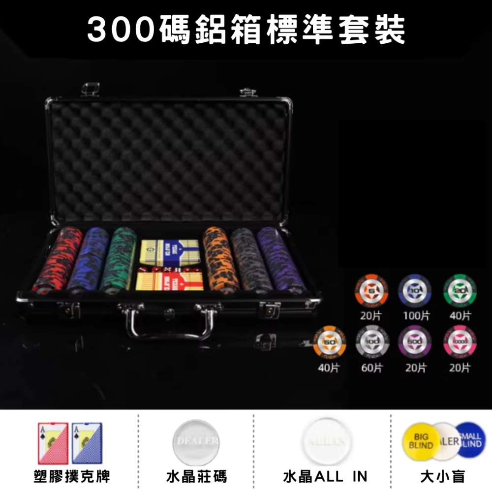 《4AM寅選》UNGROL 德州撲克 專業籌碼套裝 專業 完整 鋁箱 黏土 撲克牌 Texas hold＇em-細節圖3