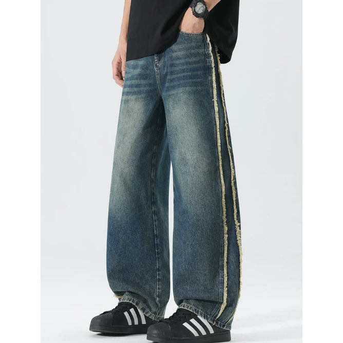 《4AM寅選》 Dickies迪凱思 復古毛邊解構牛仔褲 彎刀褲 牛仔褲 復古 潮流 穿搭 寬褲-細節圖6