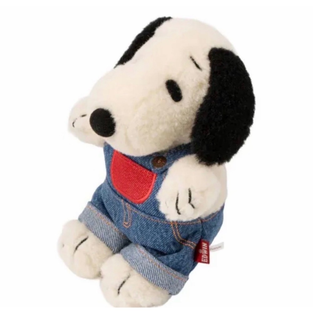 日本🇯🇵Snoopy X EDWIN 史努比牛仔品牌聯名史努比牛仔工人背帶褲玩偶-細節圖3