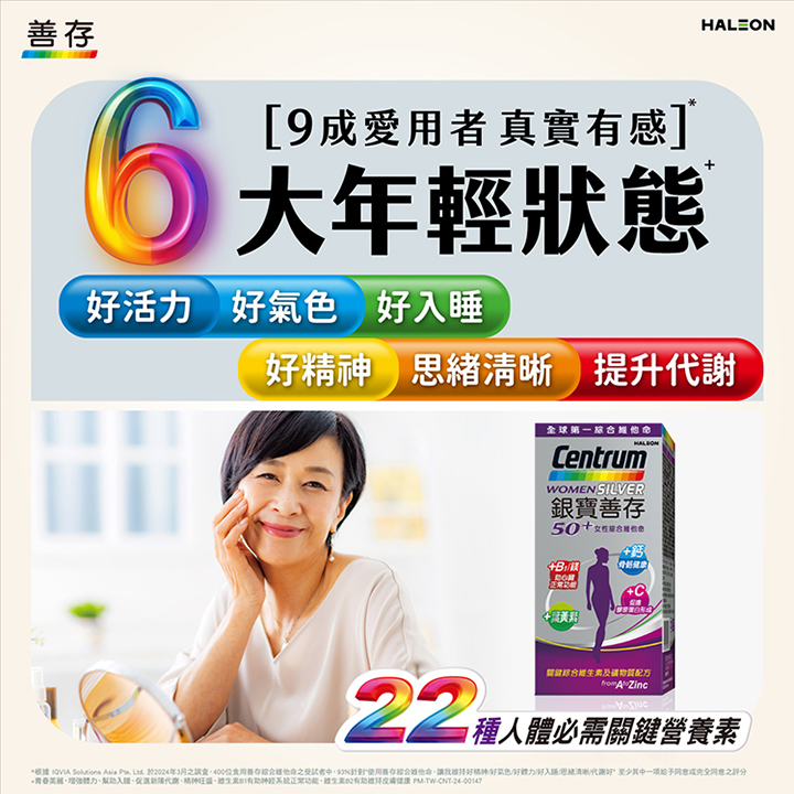 【藥局直營】銀寶善存50+女性綜合維他命錠 150錠/盒|綜合維生素|葉黃素|鎂|鈣 大昕藥局-細節圖3