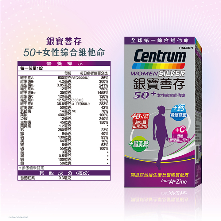 【藥局直營】銀寶善存50+女性綜合維他命錠 150錠/盒|綜合維生素|葉黃素|鎂|鈣 大昕藥局-細節圖7
