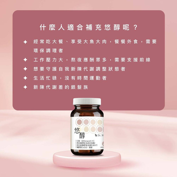 【藥局直營】Dr.Nutri芯漾生醫 【通の悠醇】八合一配方｜紅麴+Q10+納豆激酶+葉酸(30粒｜玻璃罐）大昕藥局-細節圖7