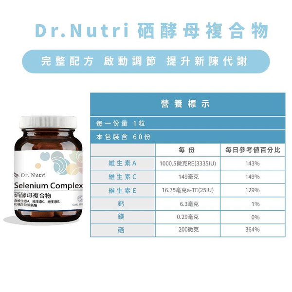 【藥局直營】Dr.Nutri芯漾生醫 硒酵母＋維生素Ａ,Ｃ,Ｅ（60粒｜玻璃罐）大昕藥局-細節圖7