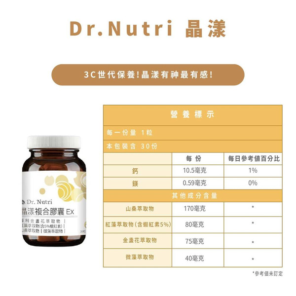 【藥局直營】Dr.Nutri芯漾生醫 晶漾專利金盞花萃取＋蝦紅素＋花青素（30粒｜玻璃罐) 大昕藥局-細節圖6